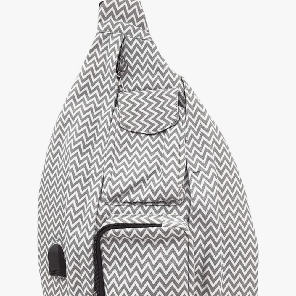 Gray Chevron Sling Bag